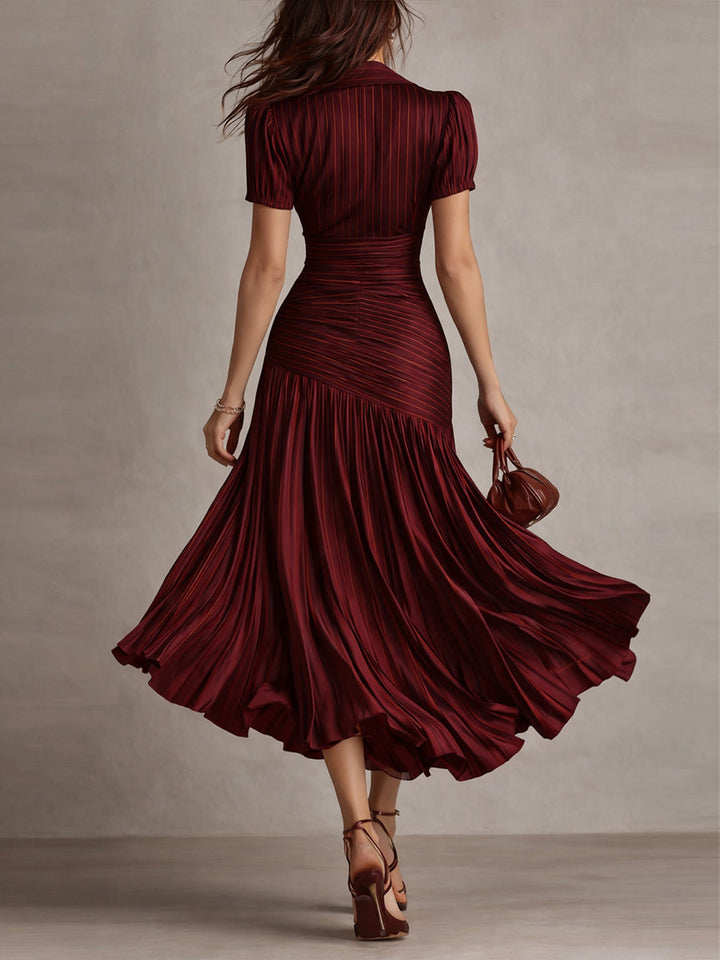 Adriana | Vestito midi a righe retrò