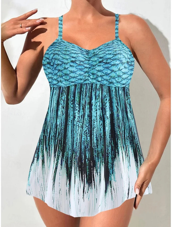 Perla - Set di costumi da bagno con stampa di sirena che copre la pancia