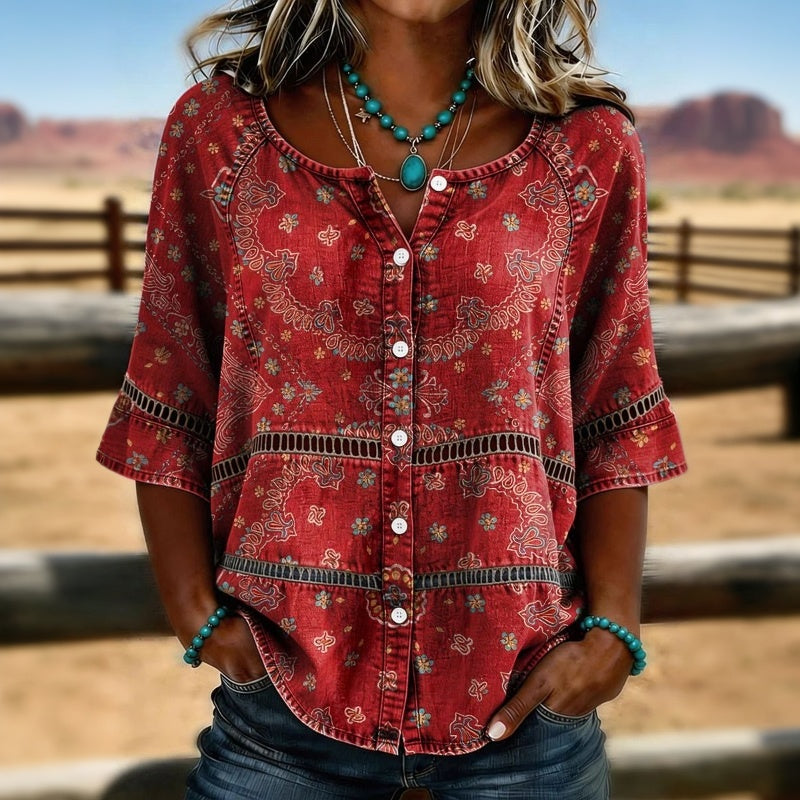 Aurore™ | Blusa vintage con stampa etnica