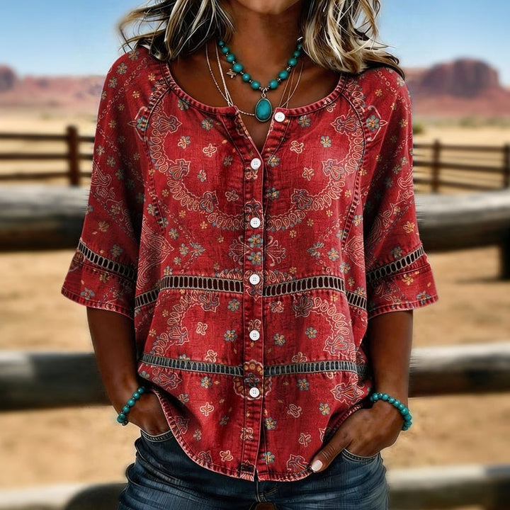 Aurore™ | Blusa vintage con stampa etnica