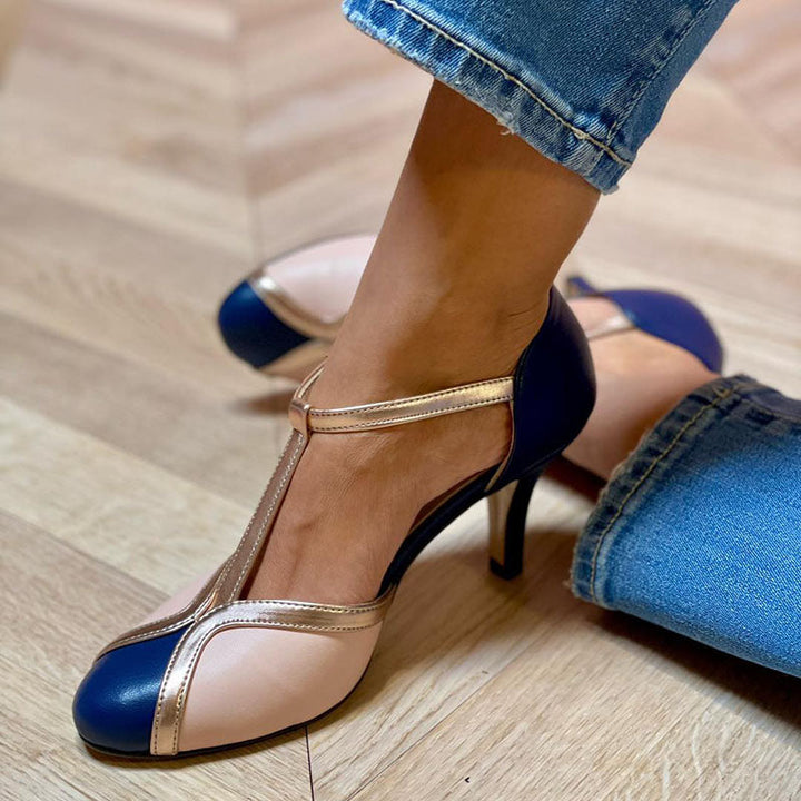 Alessia™ | Décolleté T-strap colorati e confortevoli con punta rotonda