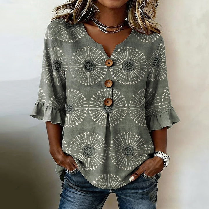 Sylvie™ | Blusa vintage casual stampata
