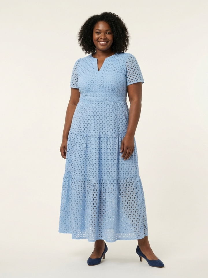 Brielle | Vestito Midi a Manica Corta con Scollatura a V