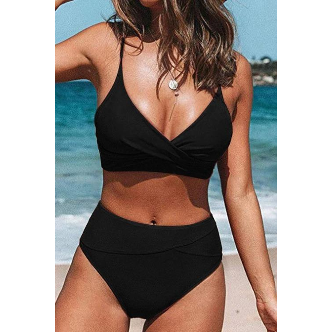 Jodi | Bikini a Vita Alta con Scollo a V Giocoso