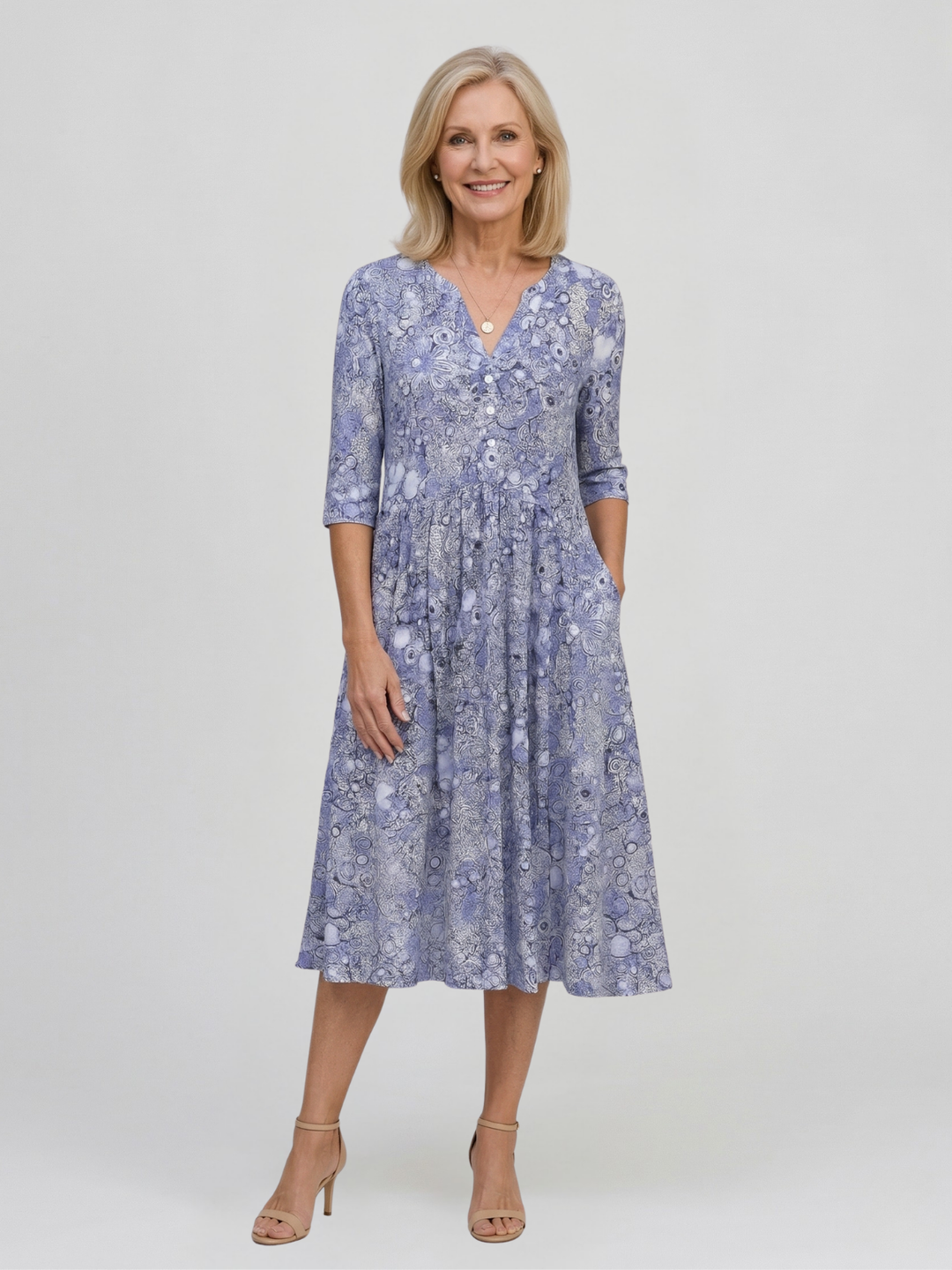 Abito Midi Elegante con Scollatura a V Alicia Graceful
