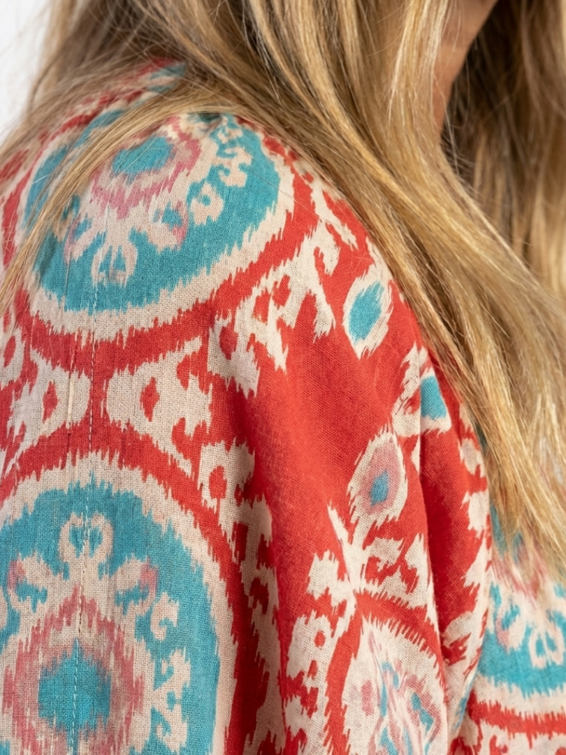 Zaria | Vestito midi a manica corta con scollo a V e stampa paisley