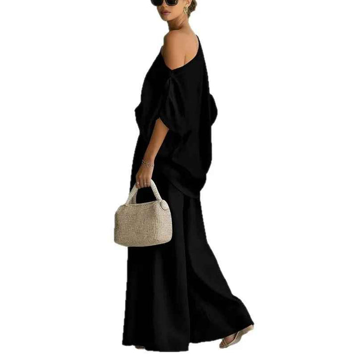 Lisa | Completo Top Morbido Off-Shoulder e Pantaloni Tapered