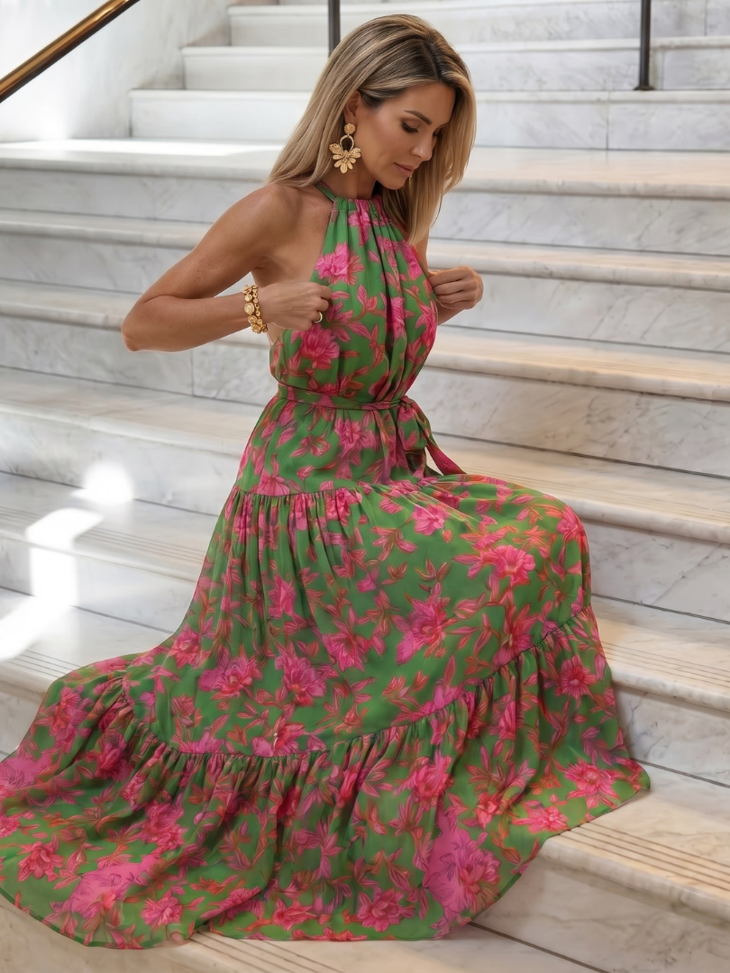 Rowen | Abito Midi con Scollatura Halter Drappeggiata