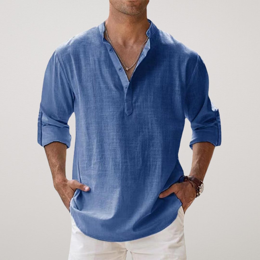 Lenoir™ - Camicia Henley in cotone effetto lino