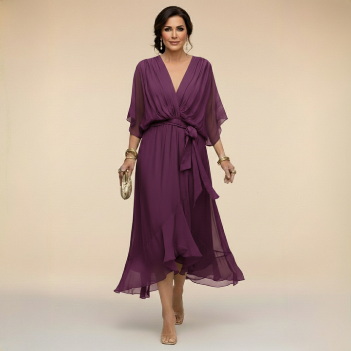 Monica - Abito in chiffon con scollo a V