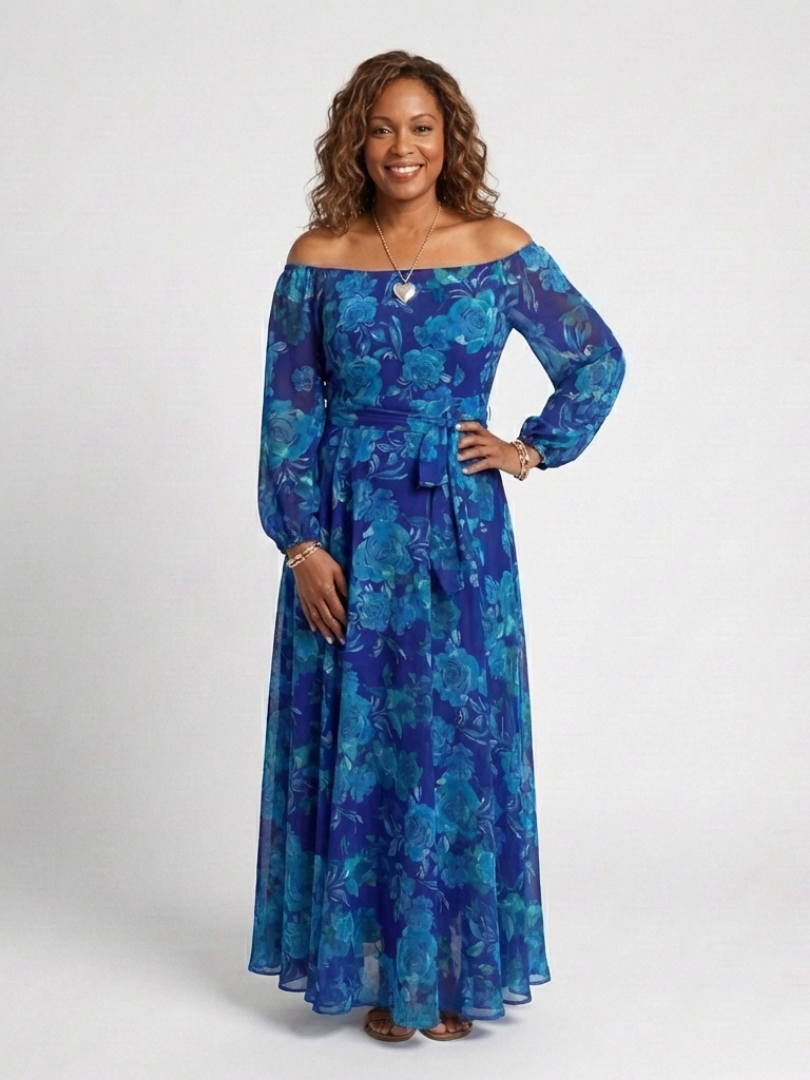 Aspen | Vestito Maxi Floreale con Spalle Scoperte