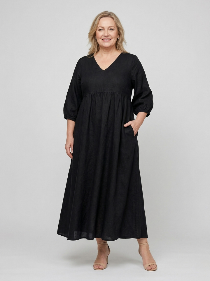 Vestito Maxi Fluido con Scollatura a V di Katherine