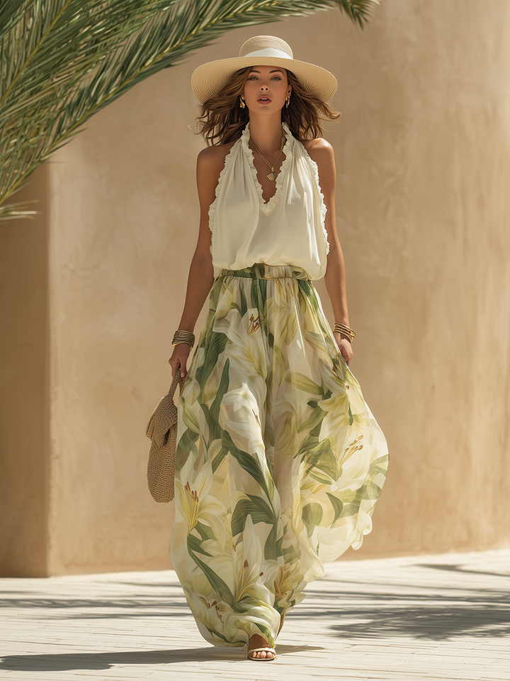 Lysandra | Completo Fluttuante Stampato di Giglio Elegante