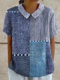 Ella | Blusa patchwork blu