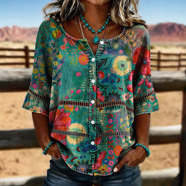 Amandine™ | Blusa vintage a stampa floreale