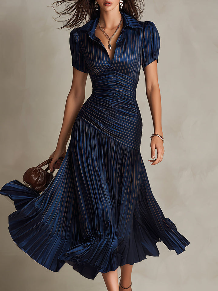 Adriana | Vestito midi a righe retrò