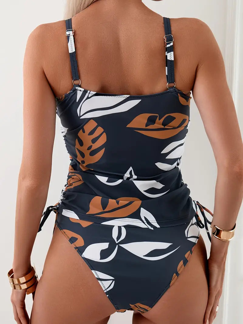 Isla - Set Tankini con Stampa di Foglie Tropicali
