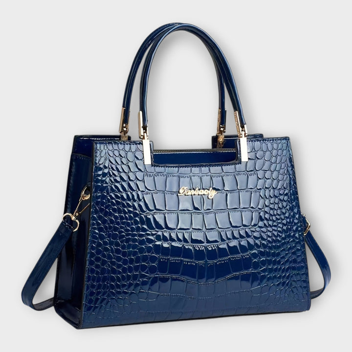 Gianna Boutique - Borsa a Mano con Motivo Coccodrillo Lucido