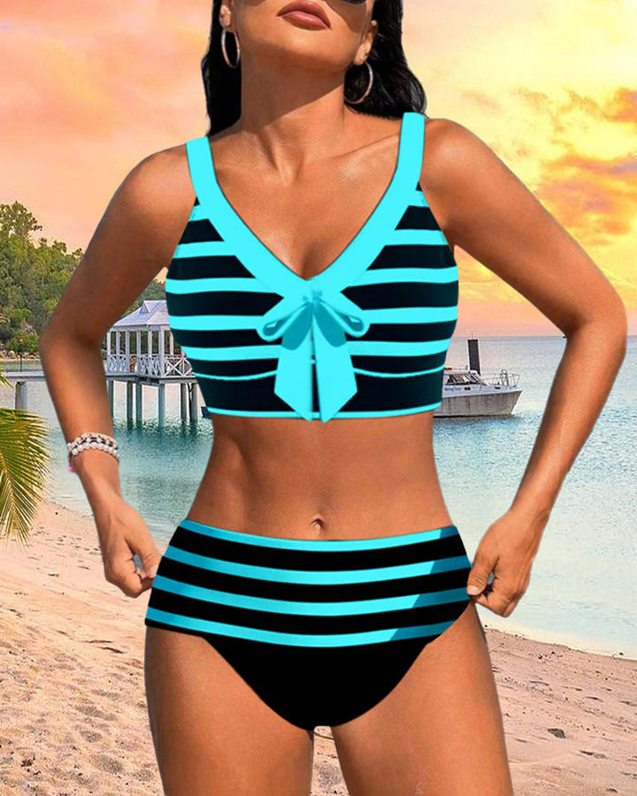 Laluna | Bikini a righe con vita alta
