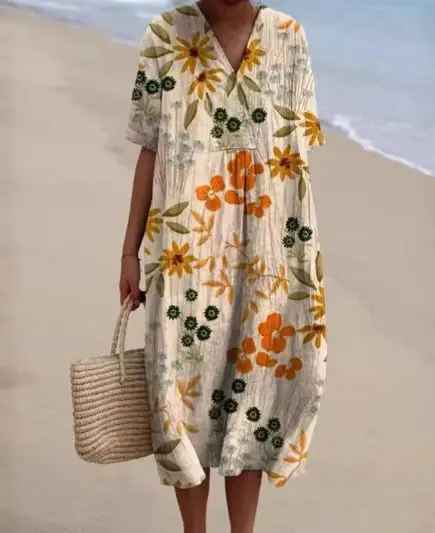 Margaret - Vestito Flowy con Stampa Floreale Vivace