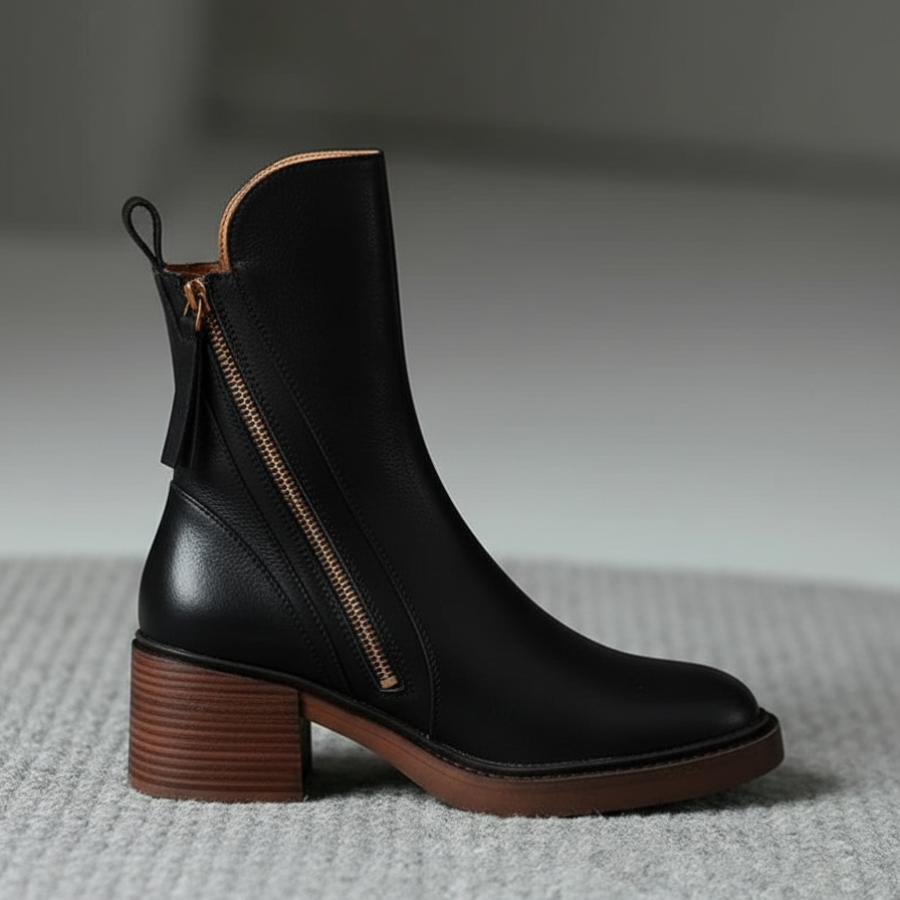 Garciel™  Stivaletti neri in pelle con tacco comfort
