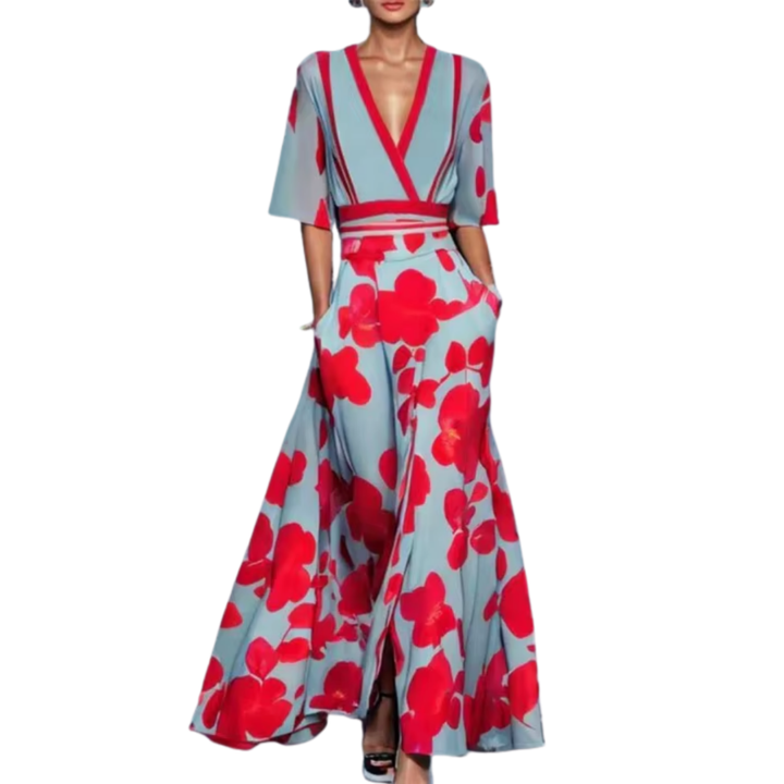 Noelle | Vestito Primaverile Floreale con Scollatura a V