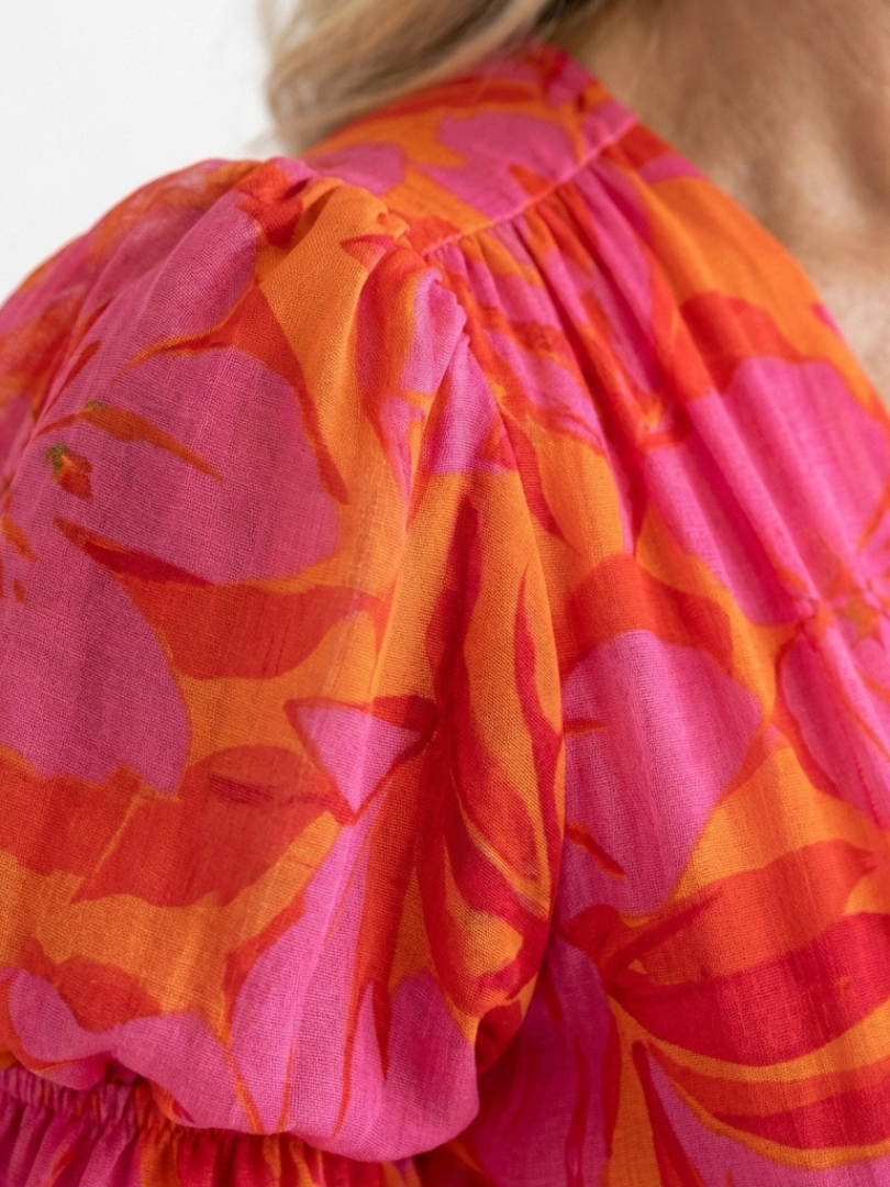 Salsa | Vestito Midi con Maniche Voluminose e Scollatura a V Floreale