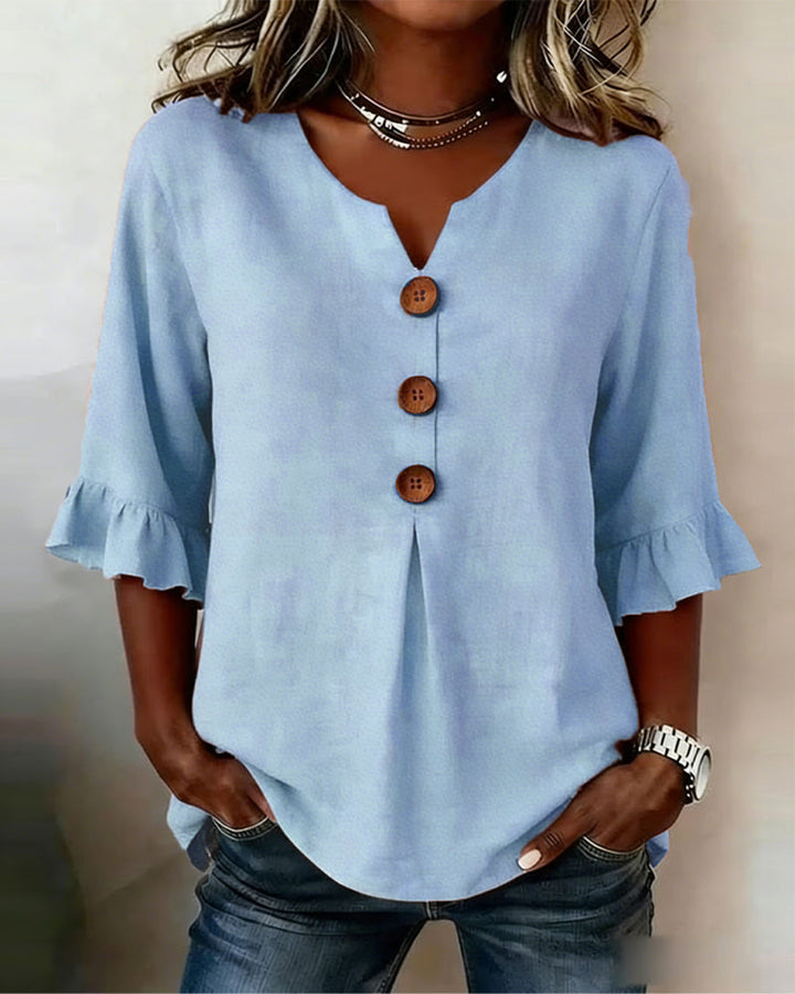 Blusa Ruffle Sophia con Bottoni