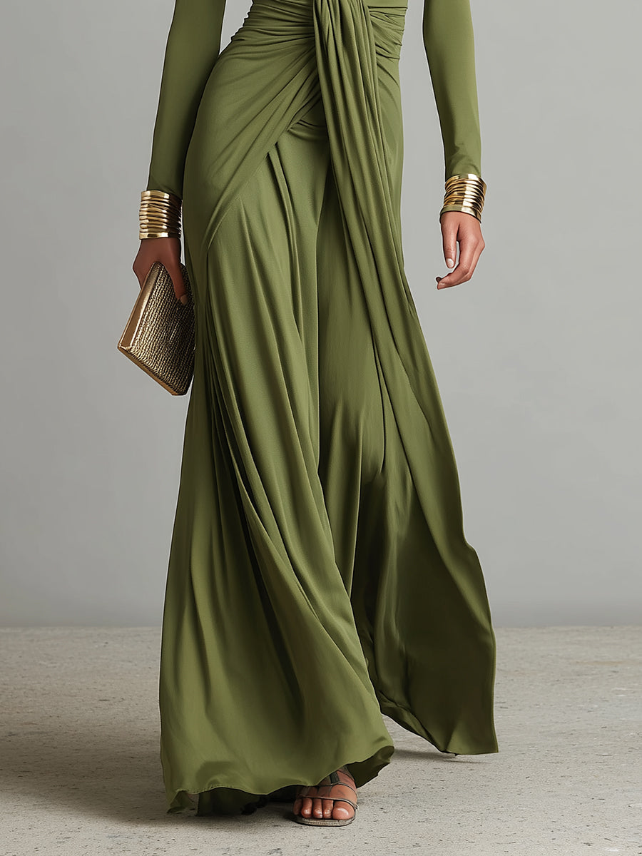 Valentina · Abito maxi con scollo a V e dettagli volant