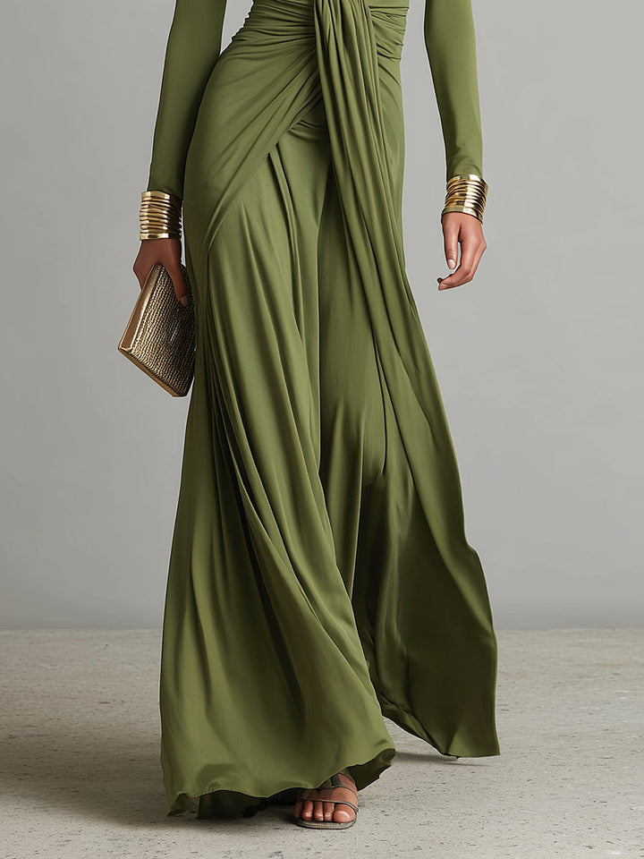 Valentina · Abito maxi con scollo a V e dettagli volant