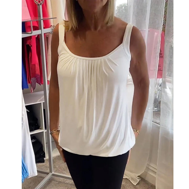 Nanda | Top casual senza maniche con pieghe e colore uniforme