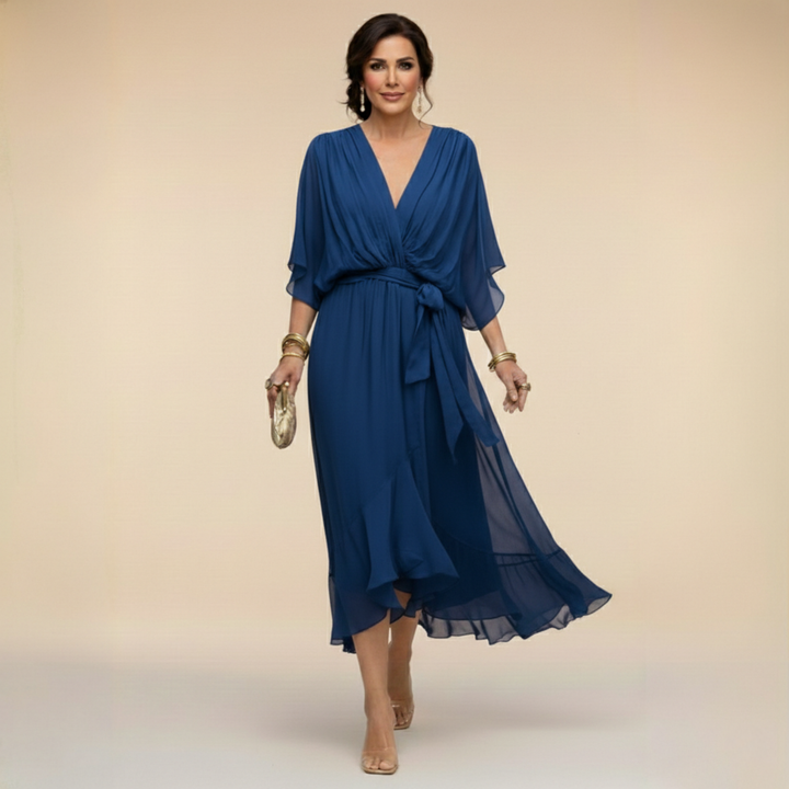Monica - Abito in chiffon con scollo a V