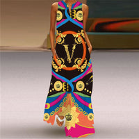 Regalia | Abito Maxi Luxe Senza Maniche con Scollatura a V