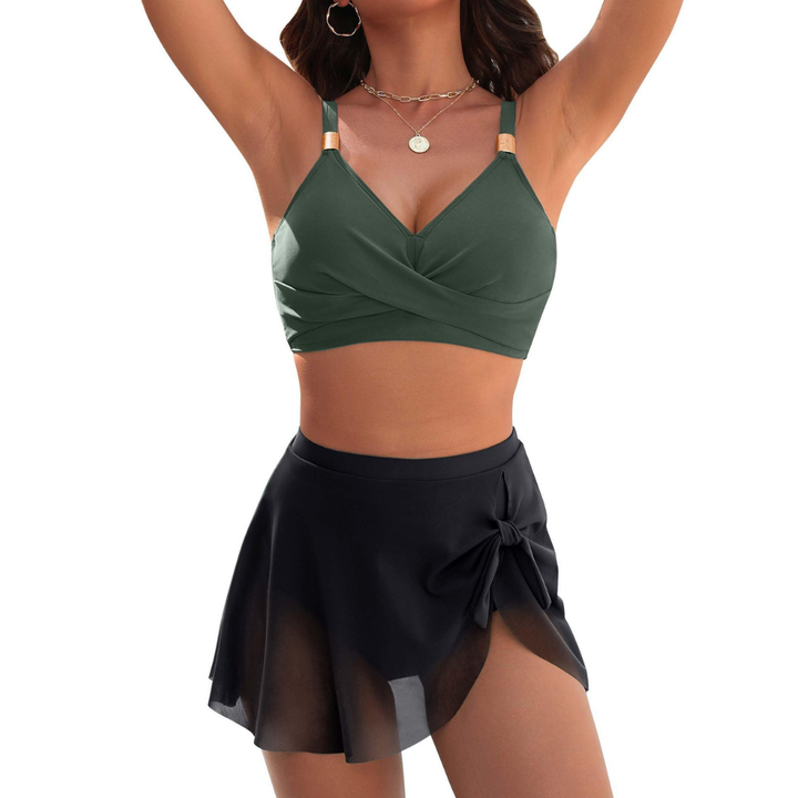 Hanne | Bikini a Vita Alta con Gonna in Rete