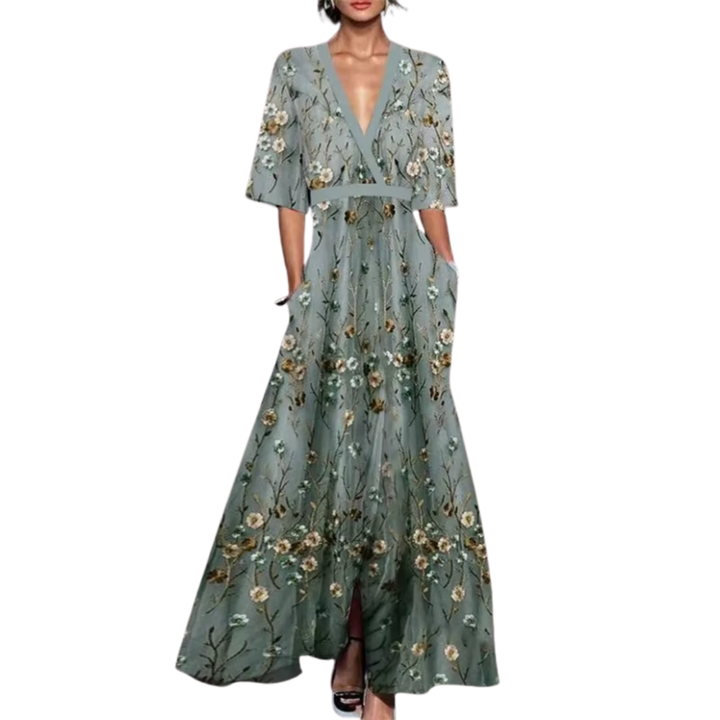 Noelle | Vestito Primaverile Floreale con Scollatura a V