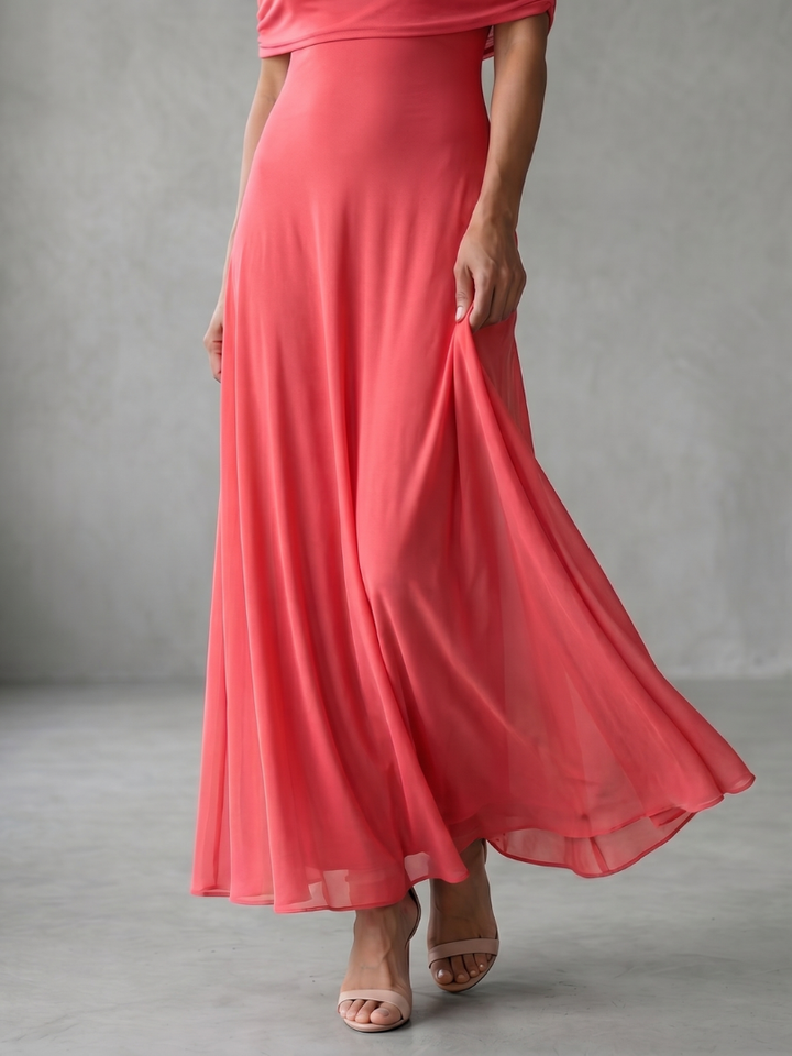 Giugno | Abito Midi Drappeggiato Off Shoulder