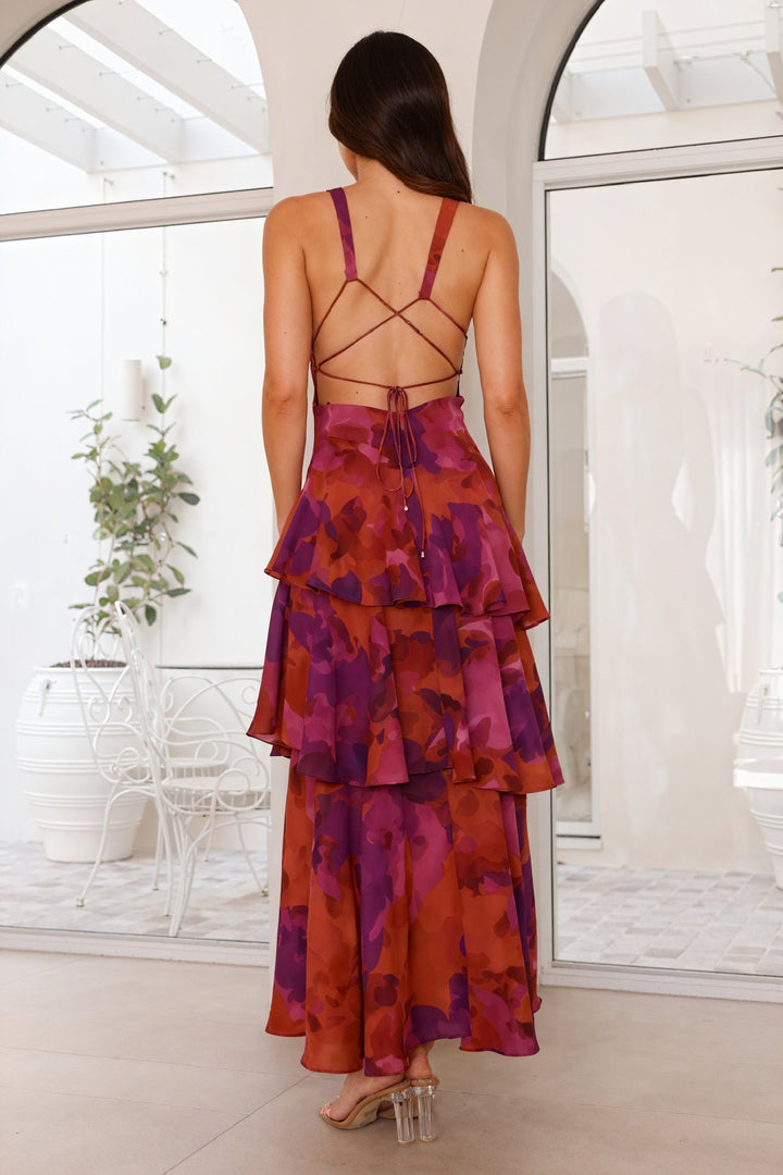Vestito con Stampa Floreale e Scollatura Profonda