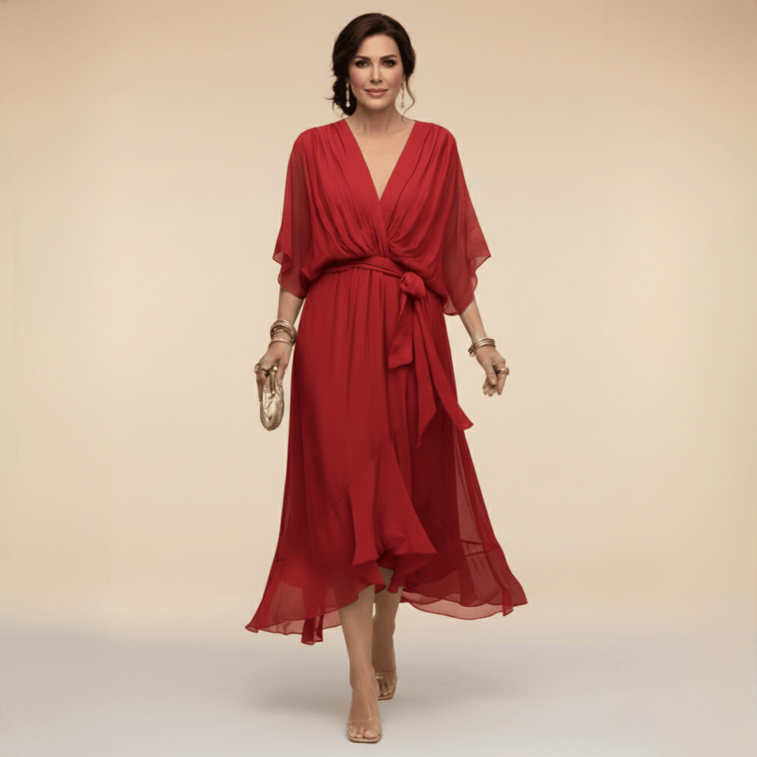 MARTA | Abito in chiffon con scollo a V