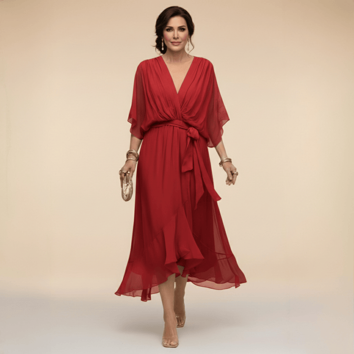 MARTA | Abito in chiffon con scollo a V