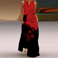 Scarletta | Vestito Maxi Floreale Senza Maniche con Scollatura a V