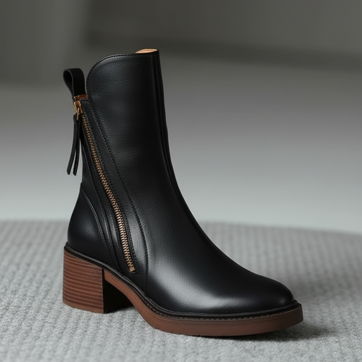 Garciel™  Stivaletti neri in pelle con tacco comfort