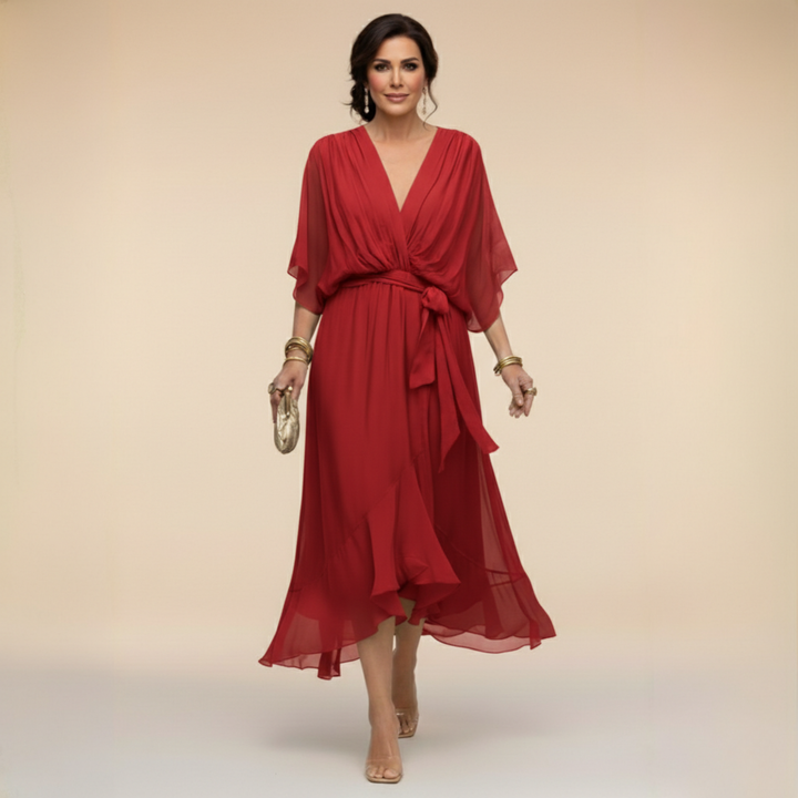 Monica - Abito in chiffon con scollo a V