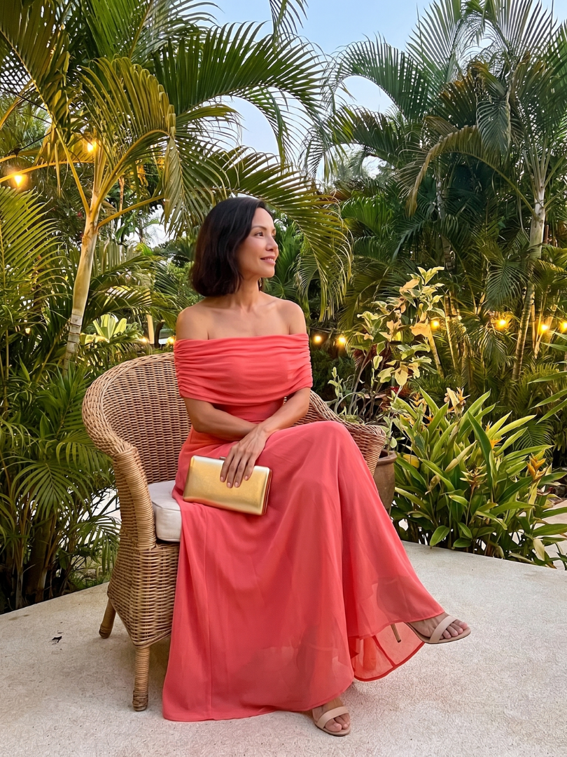 Giugno | Abito Midi Drappeggiato Off Shoulder