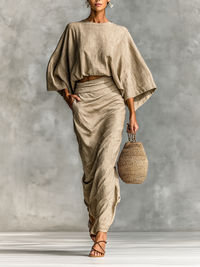 Selene | Completo Top Batwing Morbido e Gonna Maxi