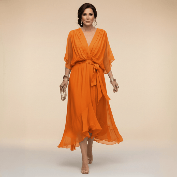 MARTA | Abito in chiffon con scollo a V