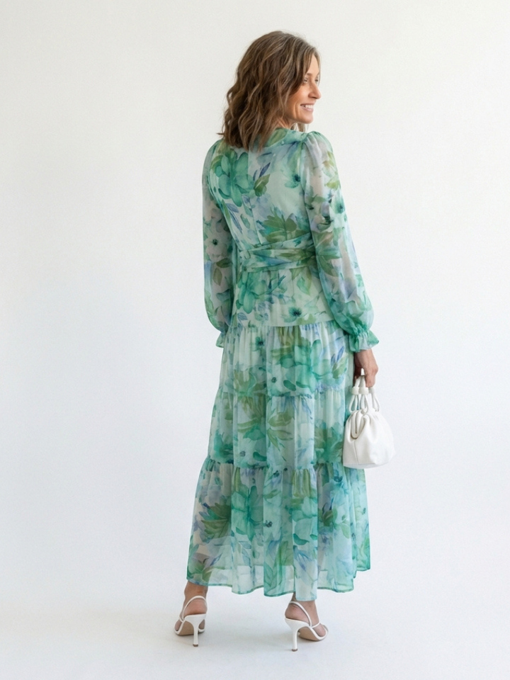 Althea | Vestito Maxi Floreale a Maniche Lunghe