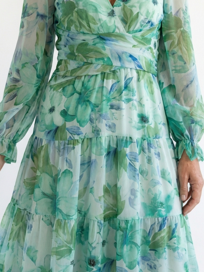 Althea | Vestito Maxi Floreale a Maniche Lunghe