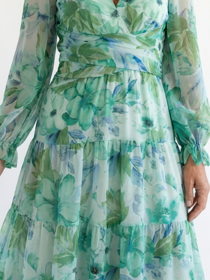 Althea | Vestito Maxi Floreale a Maniche Lunghe