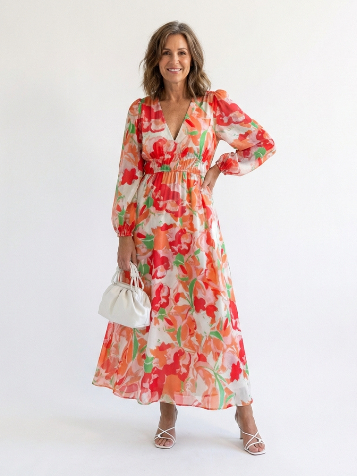 Althea | Vestito Maxi Floreale a Maniche Lunghe