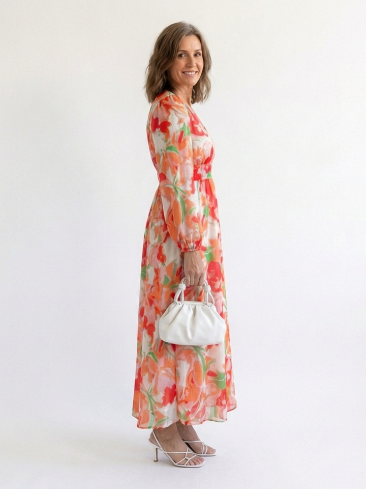 Althea | Vestito Maxi Floreale a Maniche Lunghe